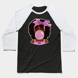 Bubble Gum | Black Girl Art Design Baseball T-Shirt